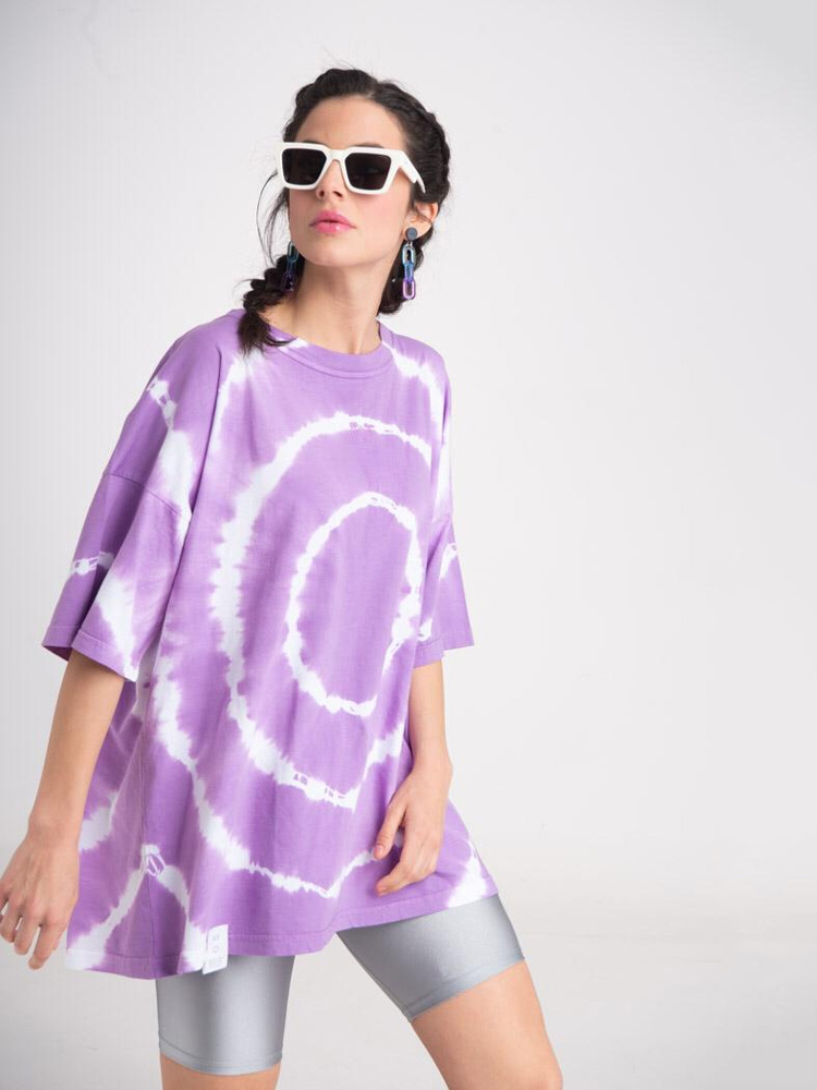PCP Γυναικεία Tie-Dye Κοντομάνικη Μπλούζα Circles Lilac